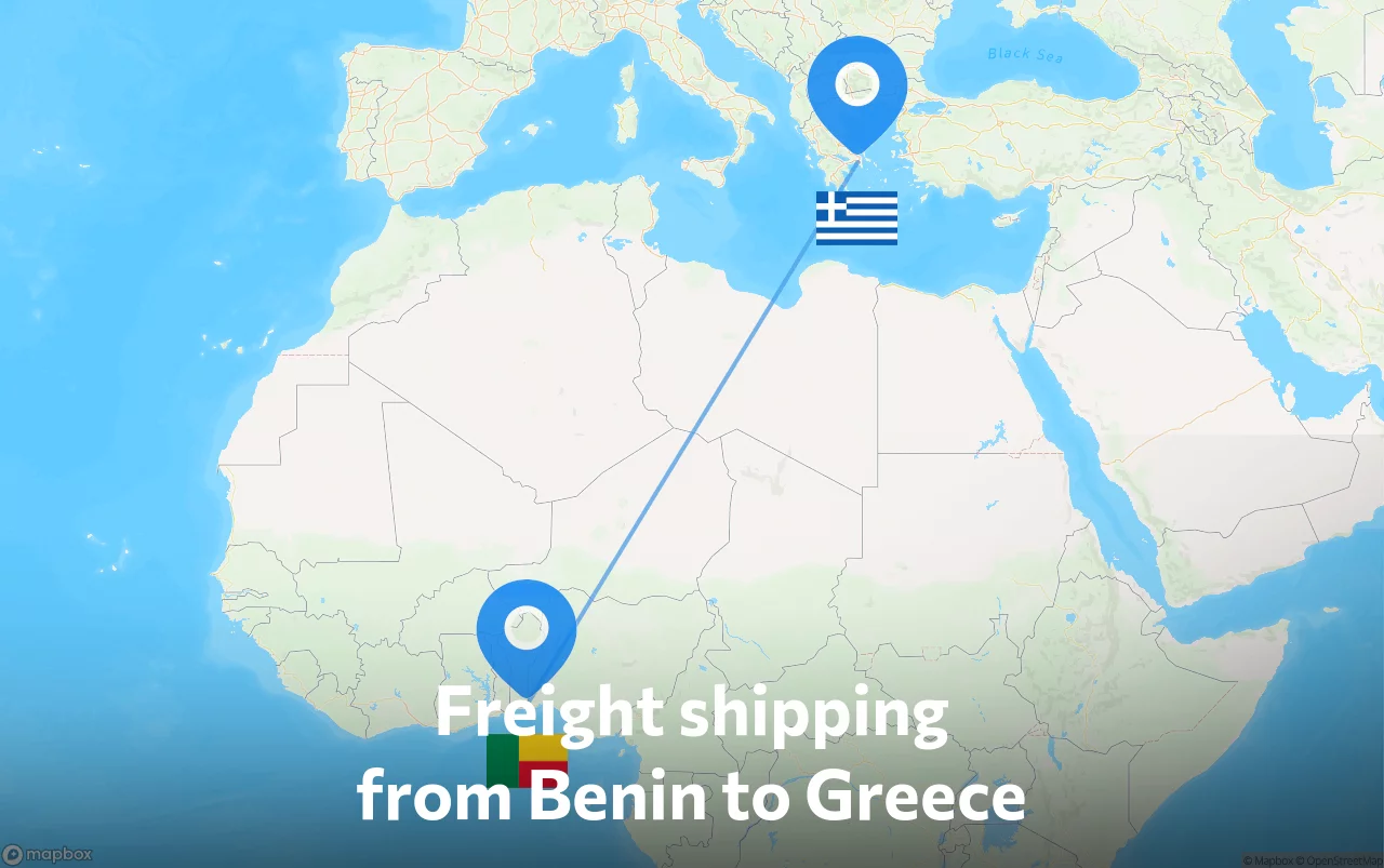 Shipping route from Benin to Greece