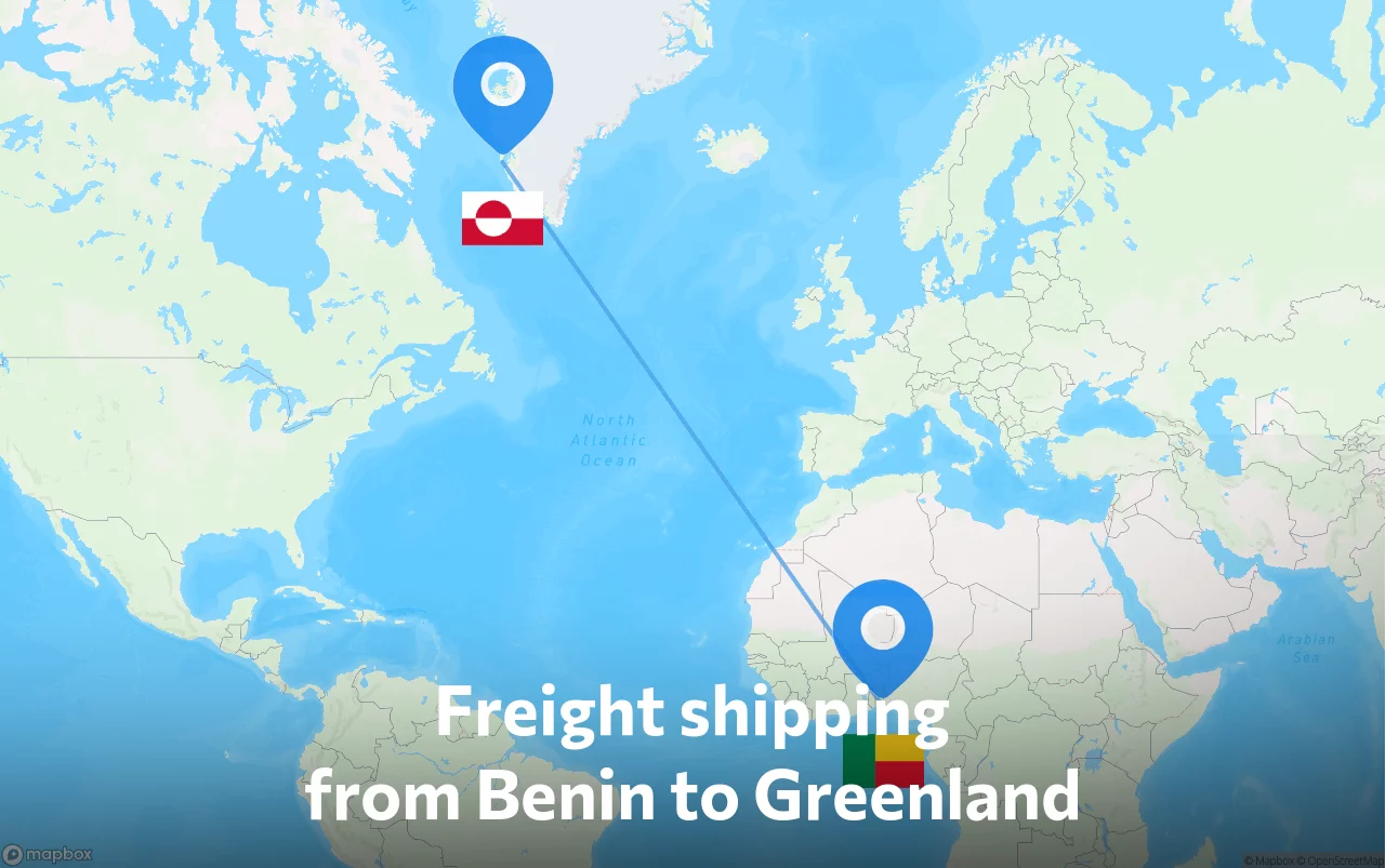 Shipping route from Benin to Greenland