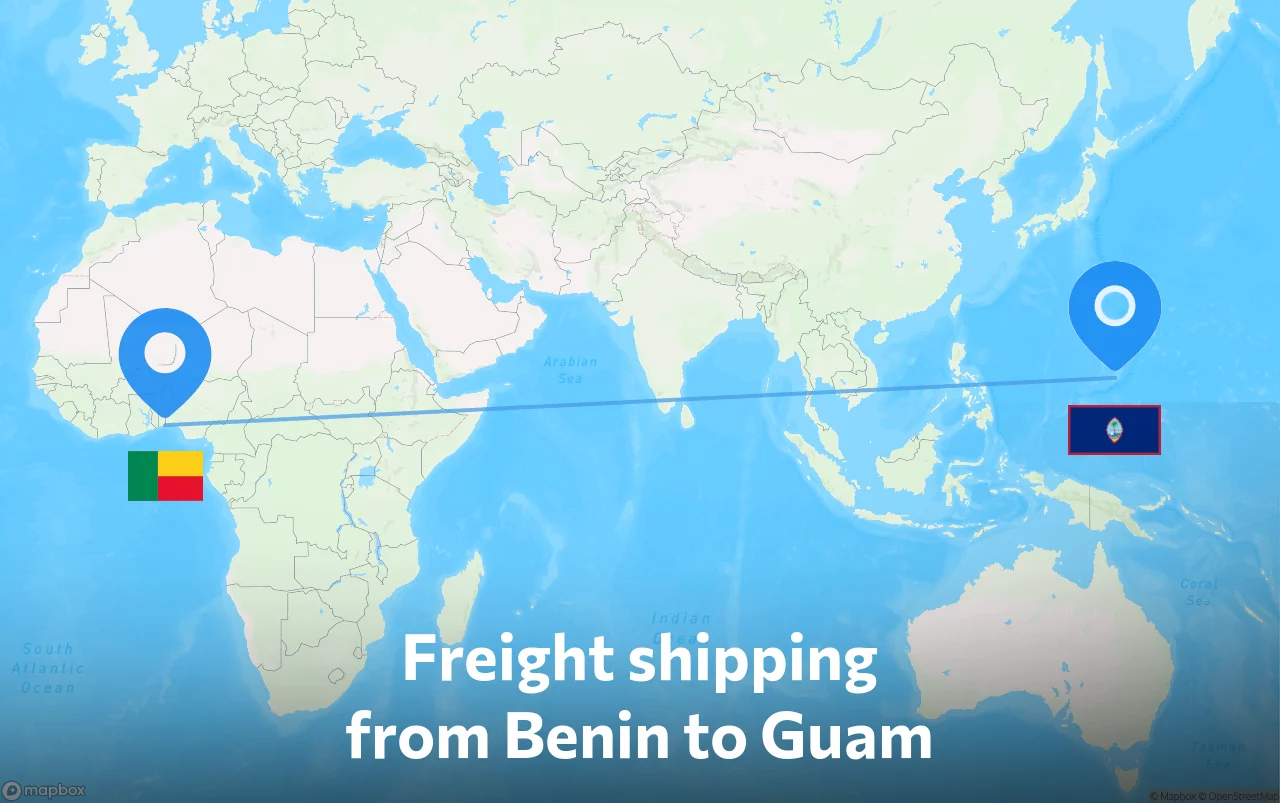 Shipping route from Benin to Guam