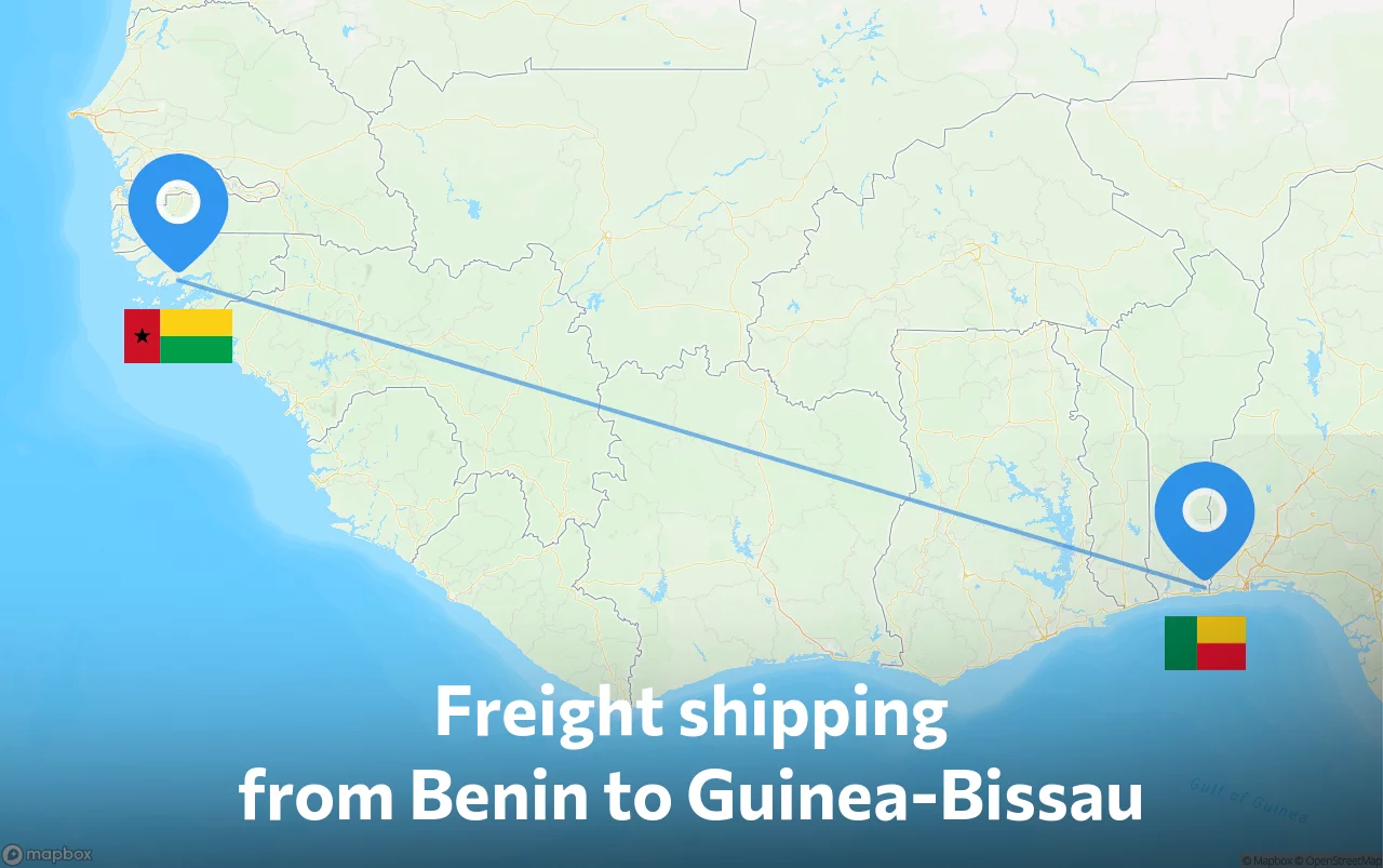 Shipping route from Benin to Guinea-Bissau