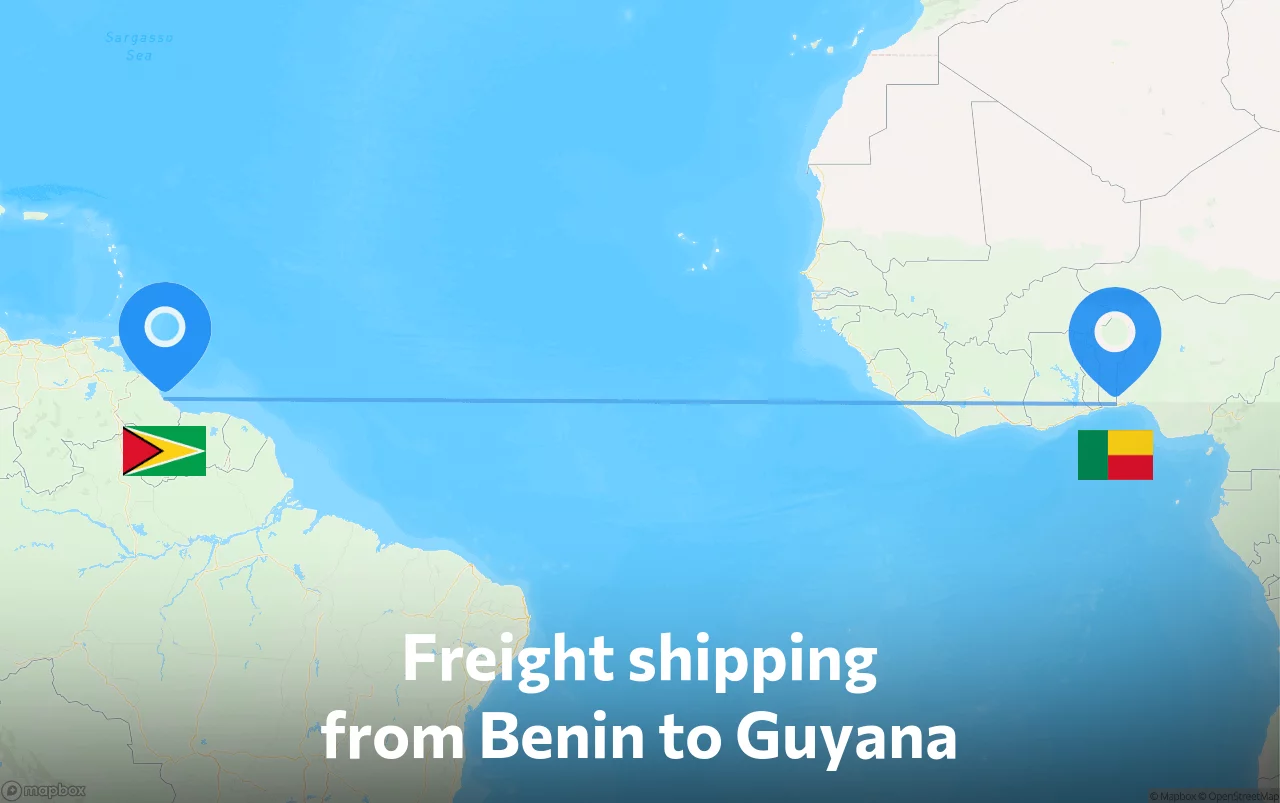 Shipping route from Benin to Guyana