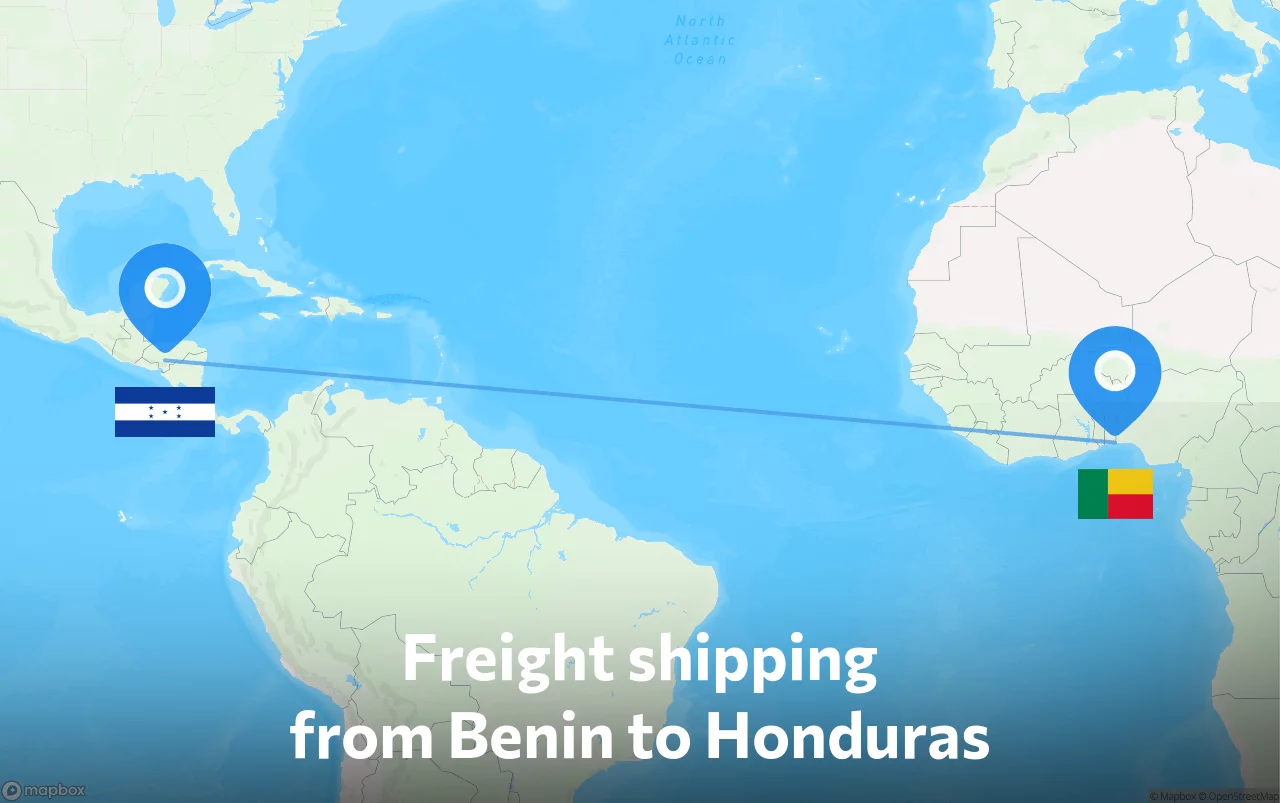 Shipping route from Benin to Honduras