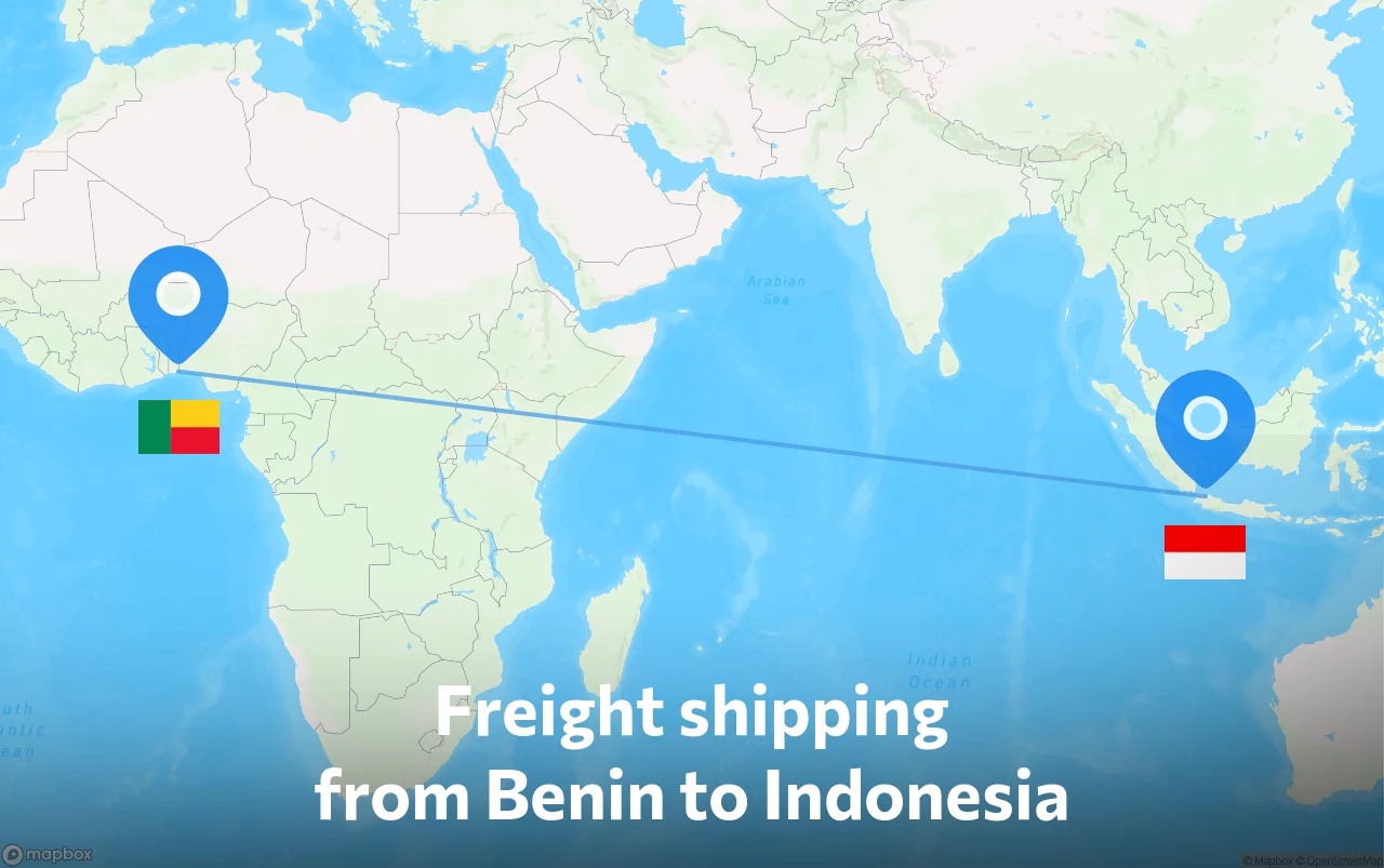 Shipping route from Benin to Indonesia