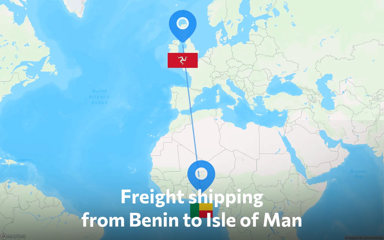 Shipping route from Benin to Isle of Man