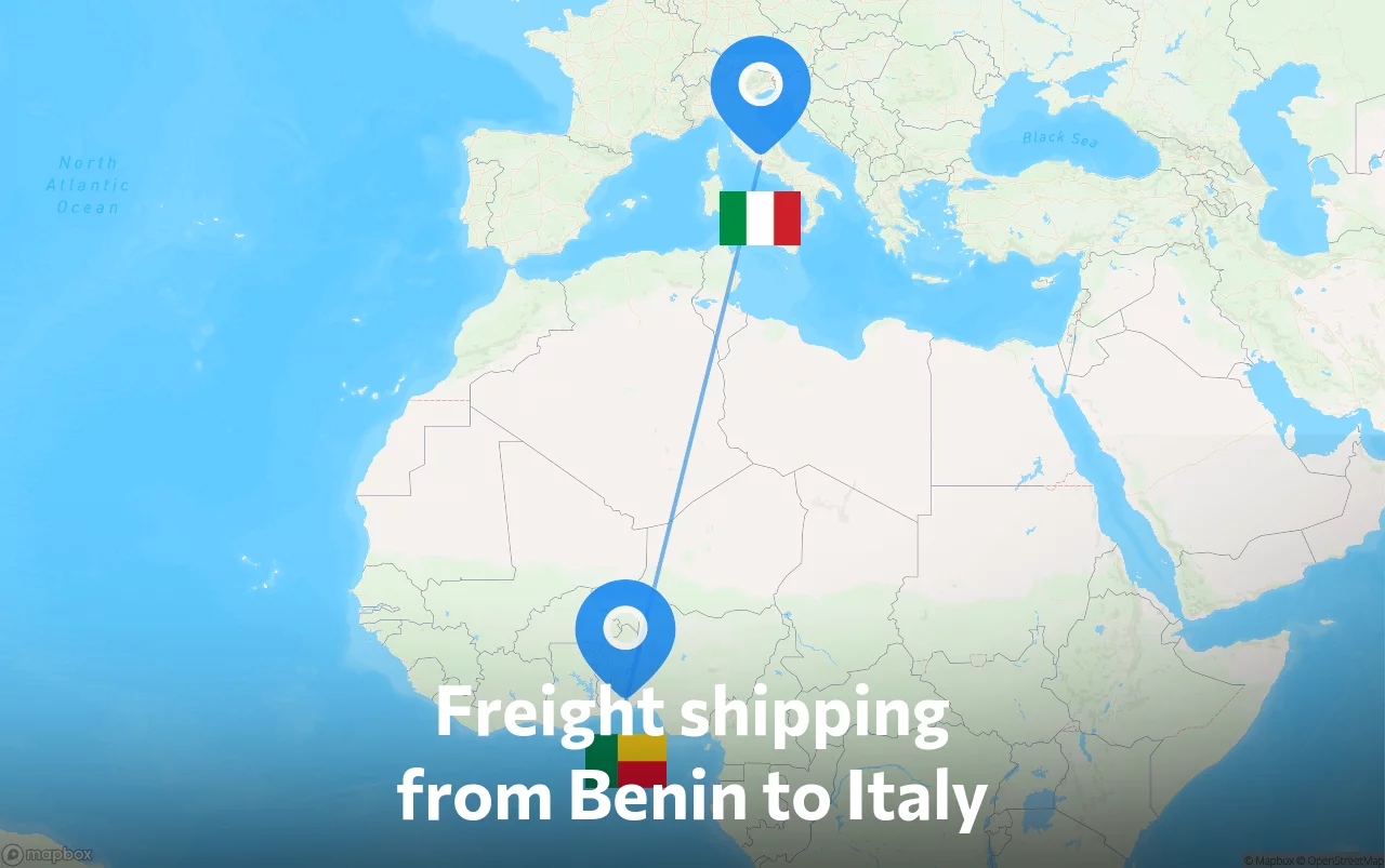 Shipping route from Benin to Italy
