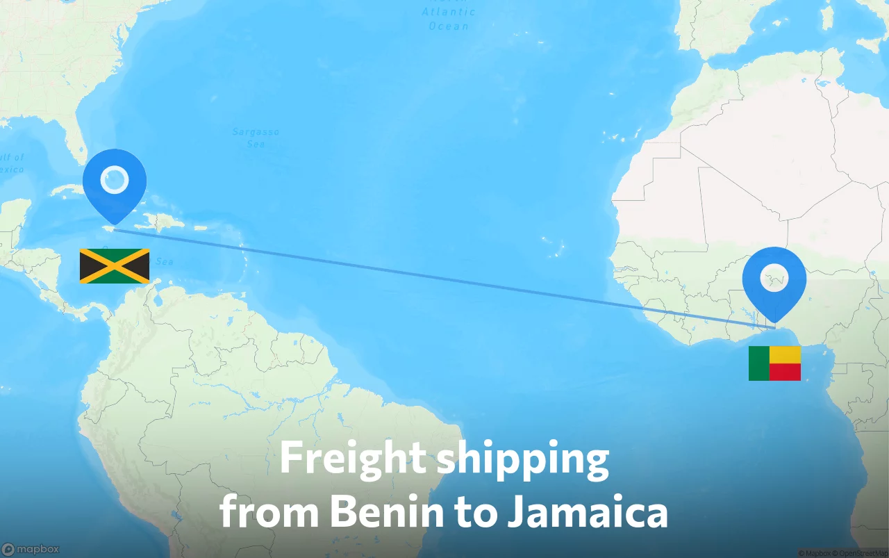 Shipping route from Benin to Jamaica