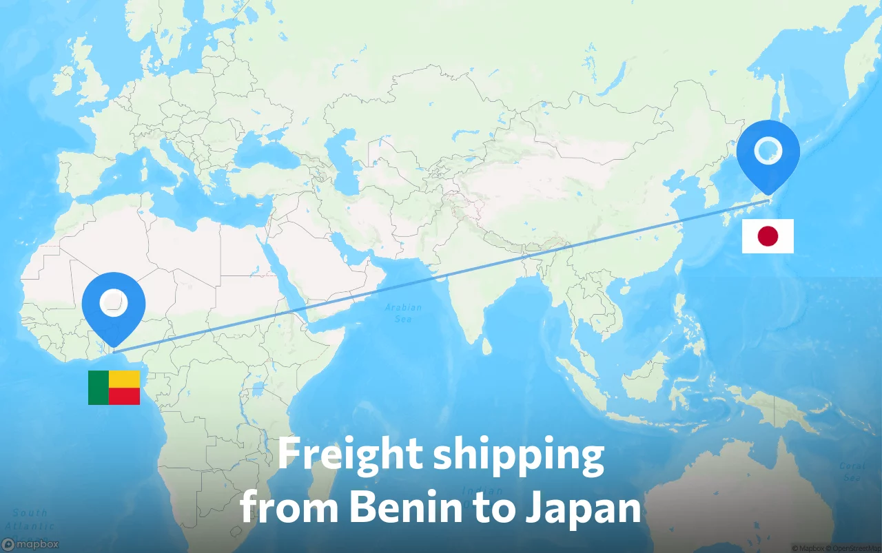 Shipping route from Benin to Japan