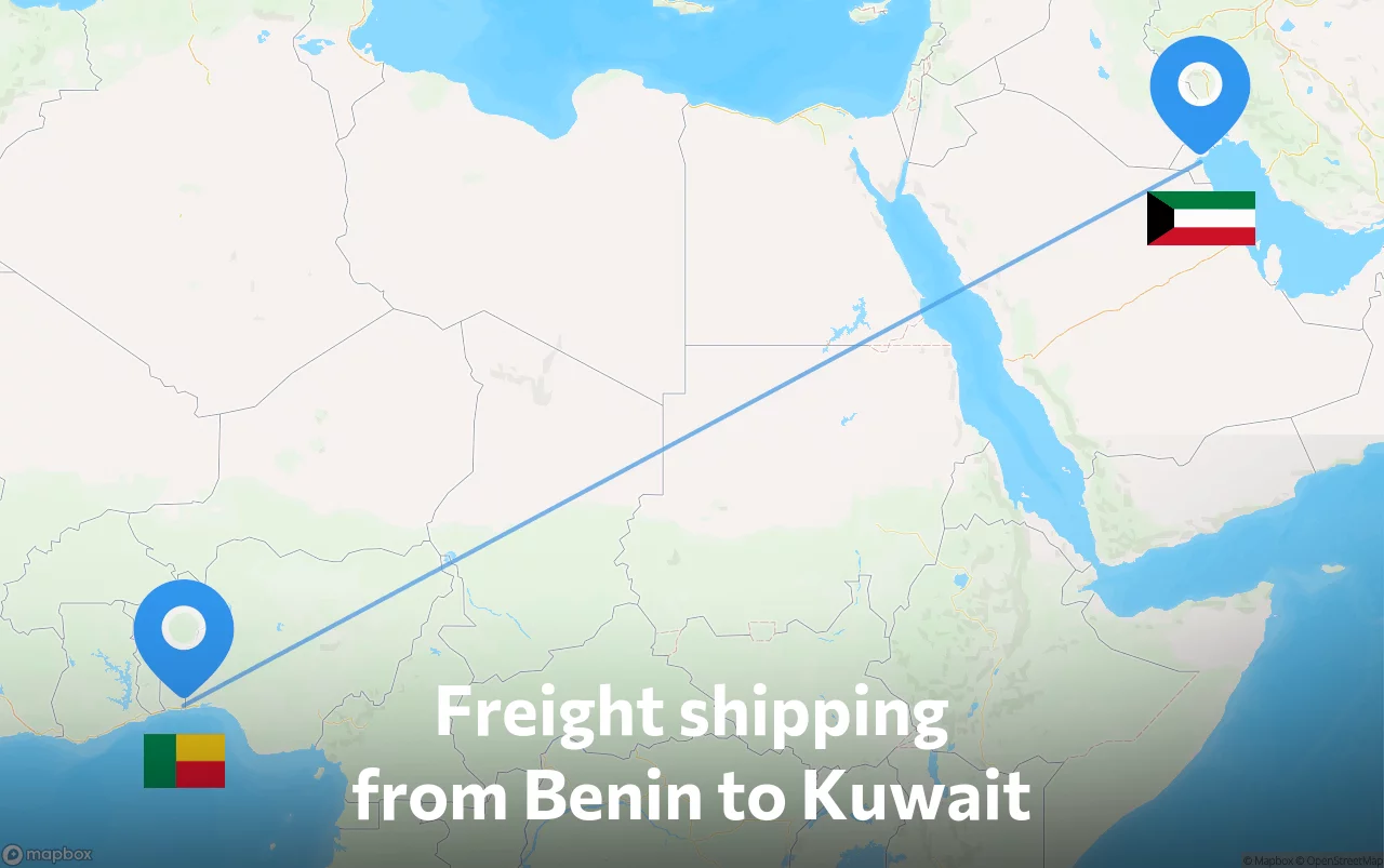 Shipping route from Benin to Kuwait
