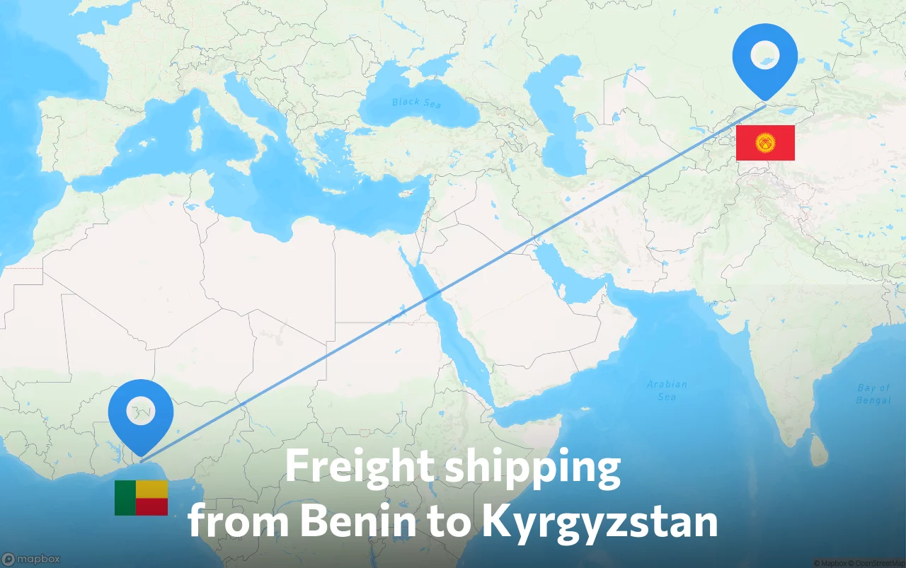 Shipping route from Benin to Kyrgyzstan