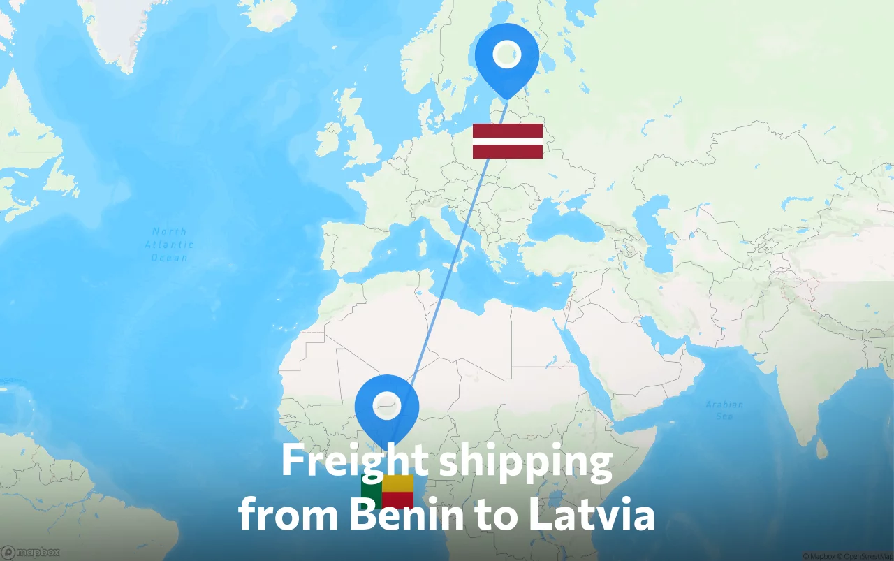 Shipping route from Benin to Latvia