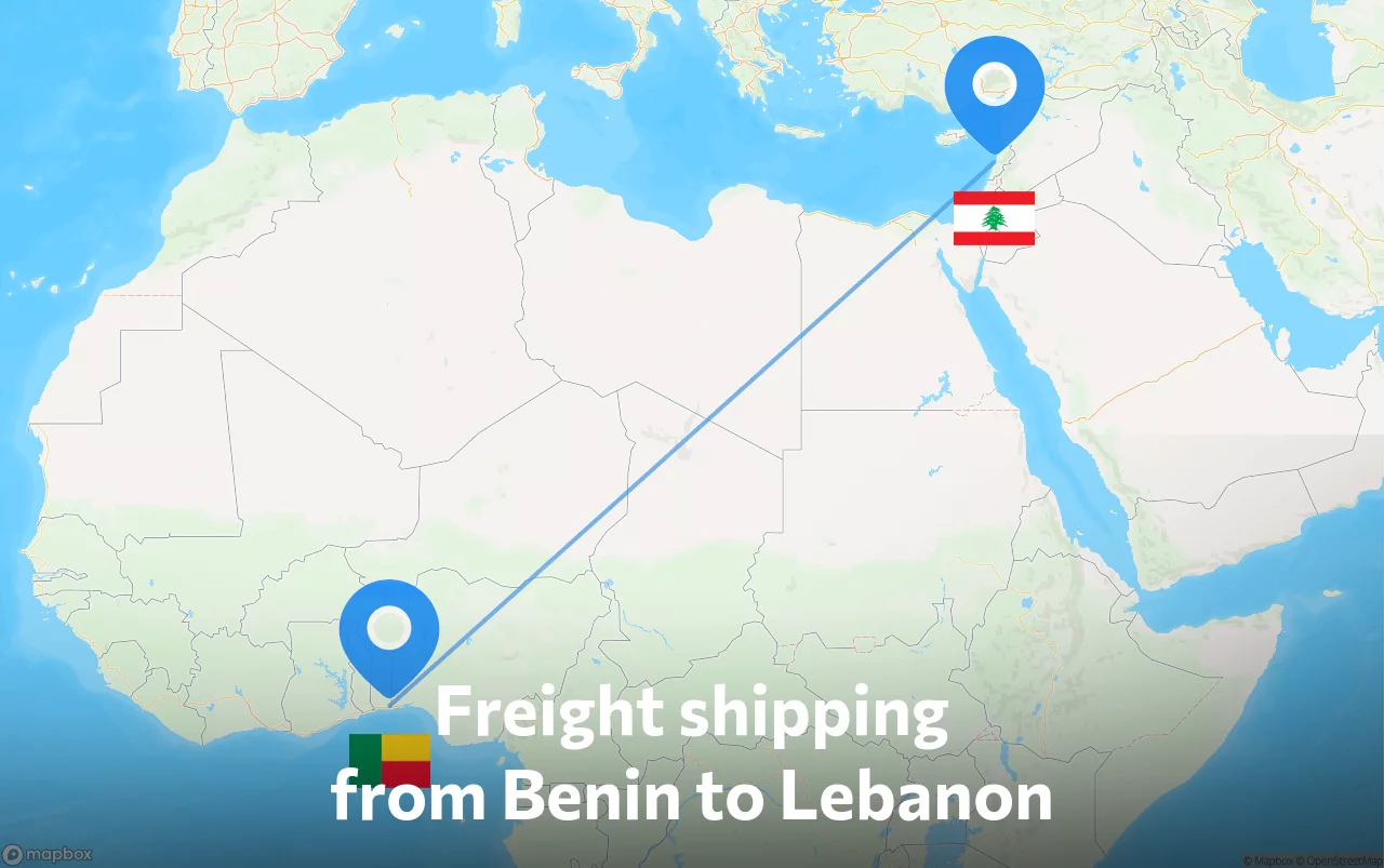 Shipping route from Benin to Lebanon