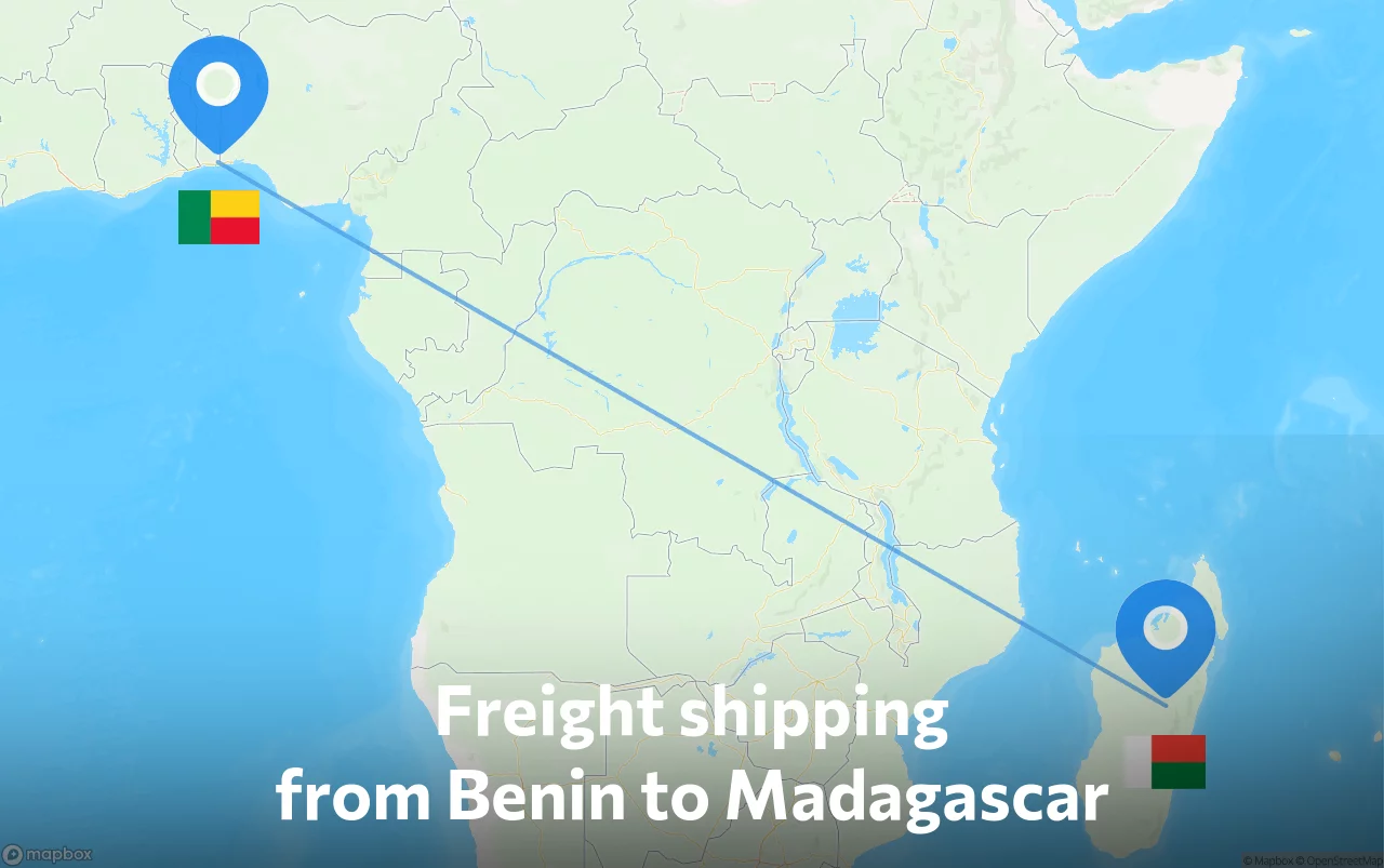 Shipping route from Benin to Madagascar