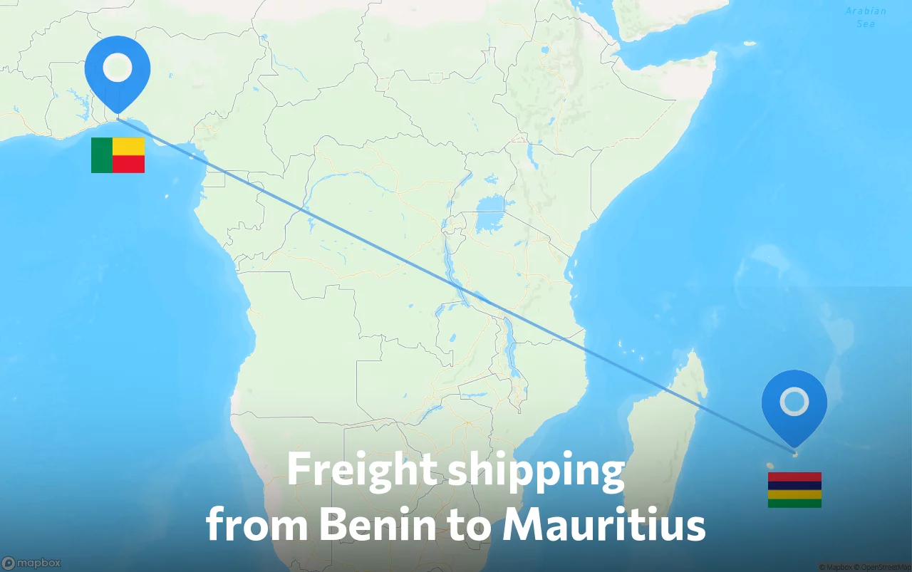 Shipping route from Benin to Mauritius