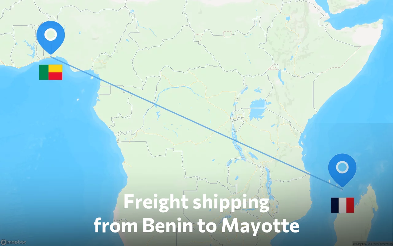 Shipping route from Benin to Mayotte