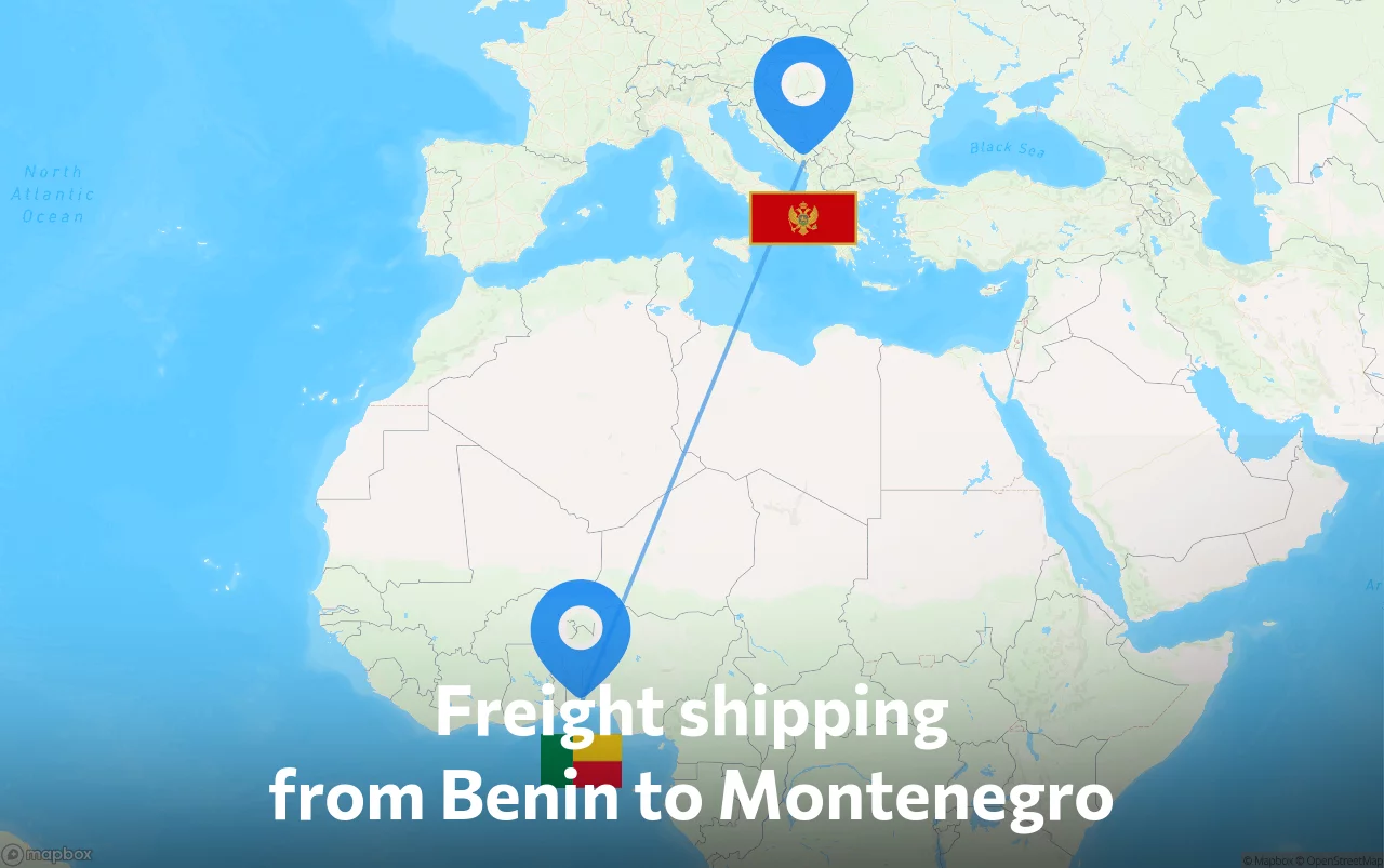 Shipping route from Benin to Montenegro