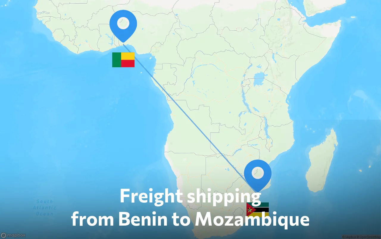 Shipping route from Benin to Mozambique