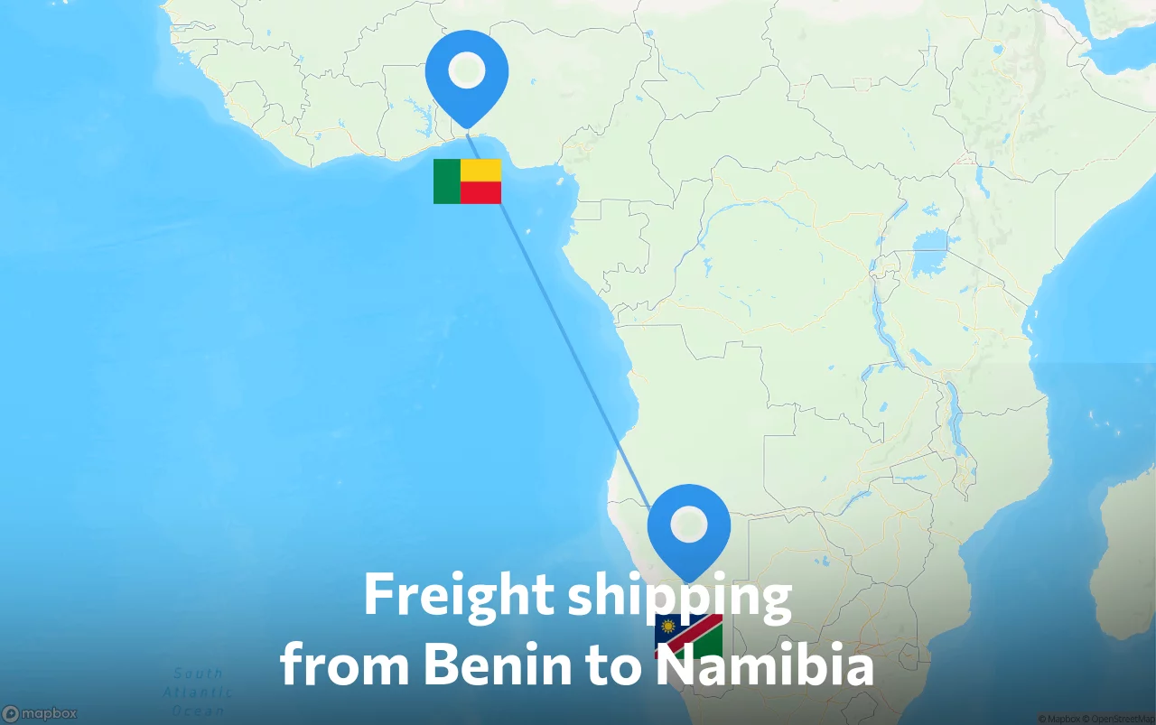 Shipping route from Benin to Namibia