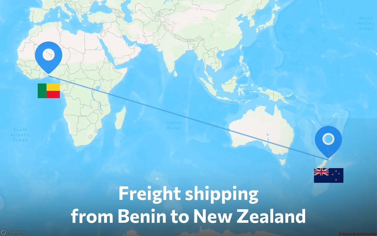 Shipping route from Benin to New Zealand
