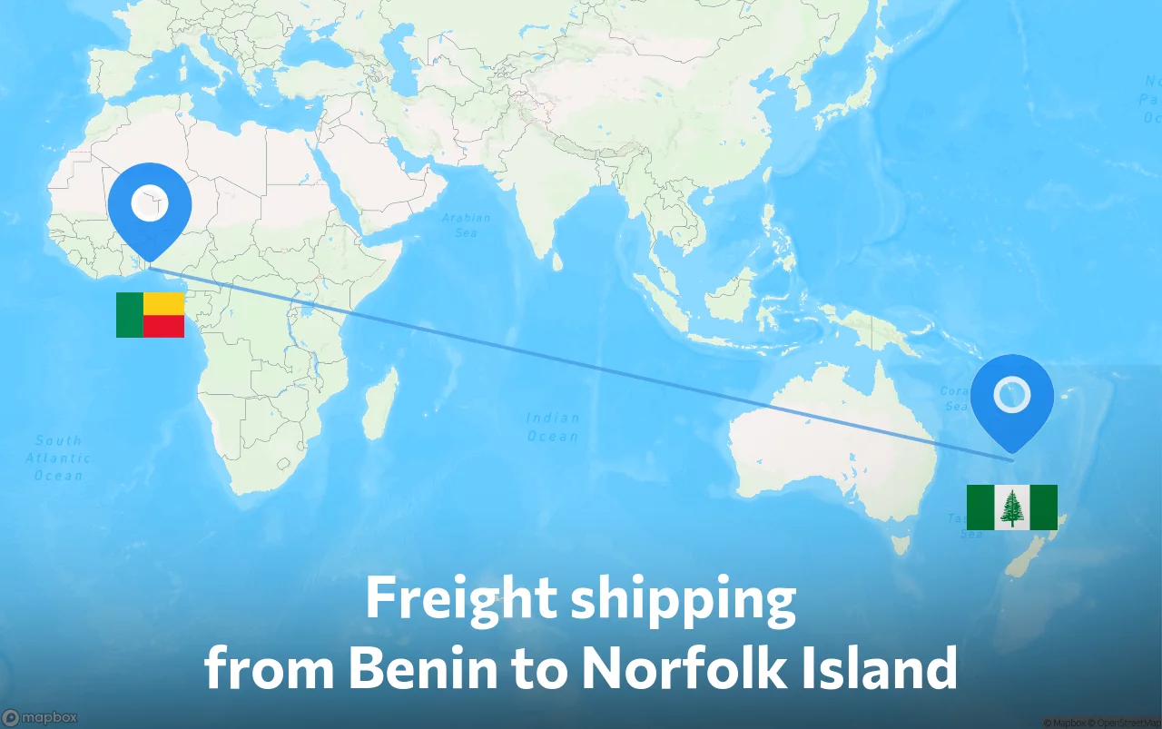 Shipping route from Benin to Norfolk Island