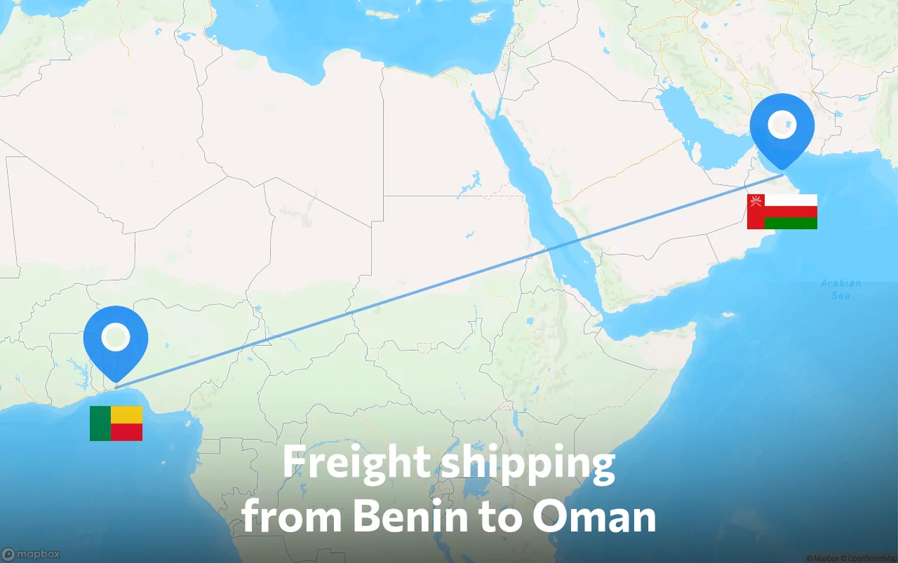 Shipping route from Benin to Oman