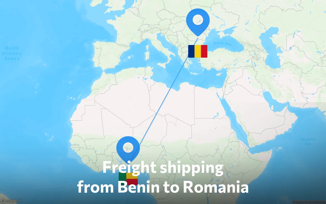 Shipping route from Benin to Romania