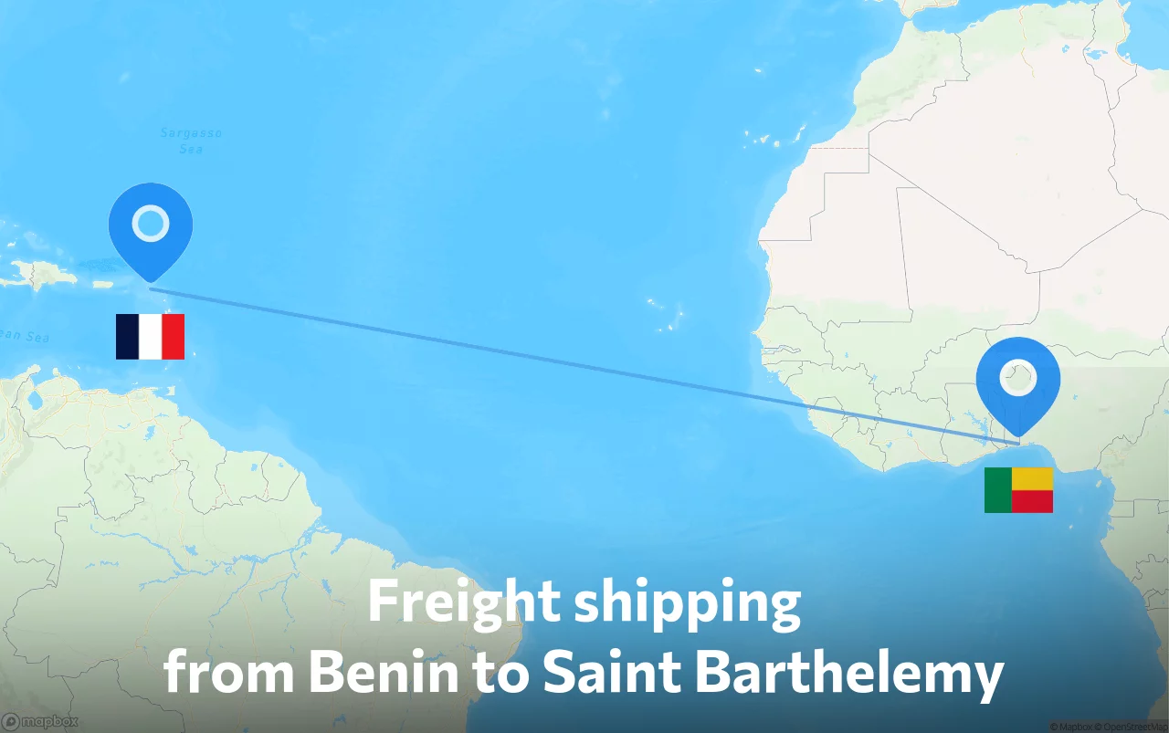 Shipping route from Benin to Saint Barthelemy