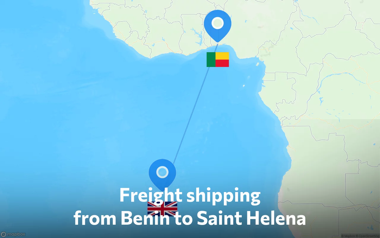 Shipping route from Benin to Saint Helena