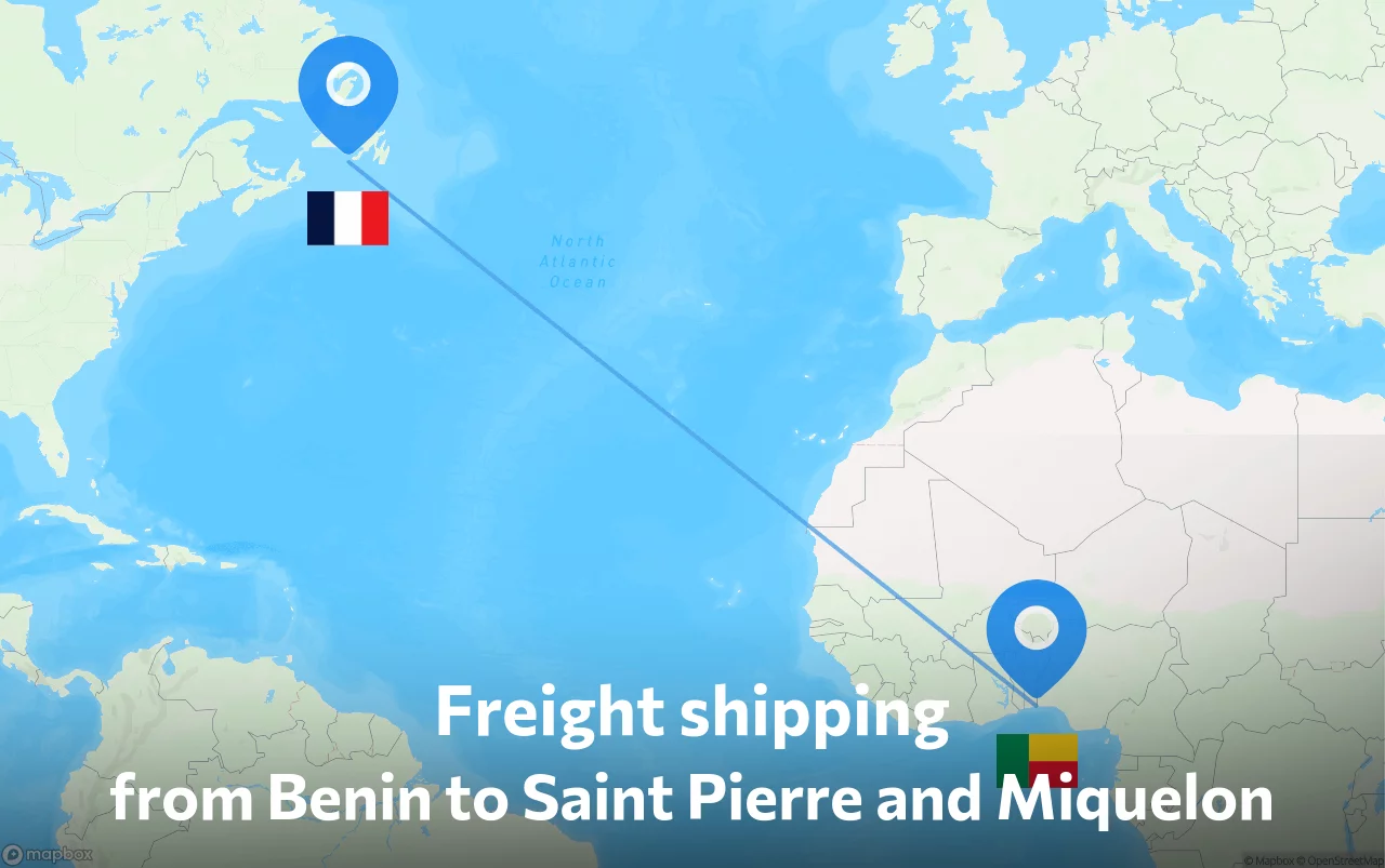 Shipping route from Benin to Saint Pierre and Miquelon