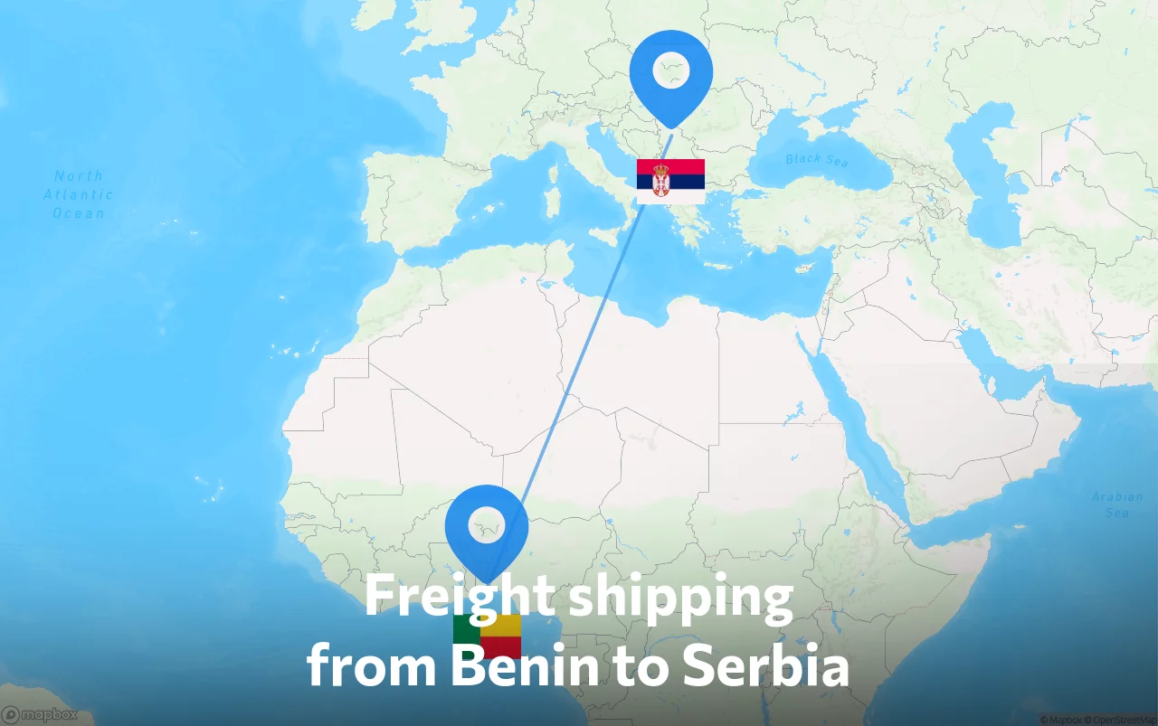 Shipping route from Benin to Serbia