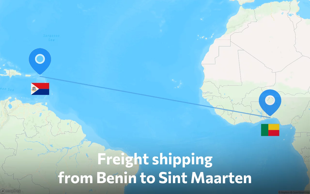 Shipping route from Benin to Sint Maarten