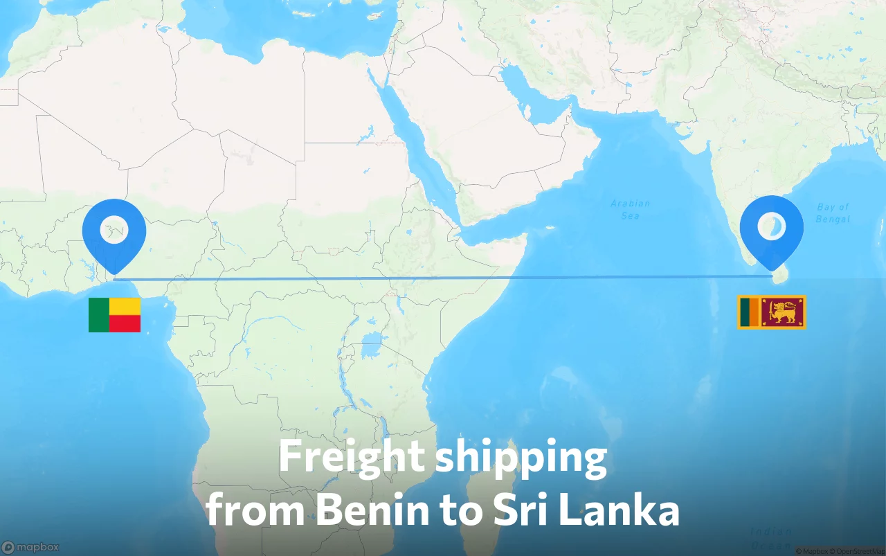 Shipping route from Benin to Sri Lanka