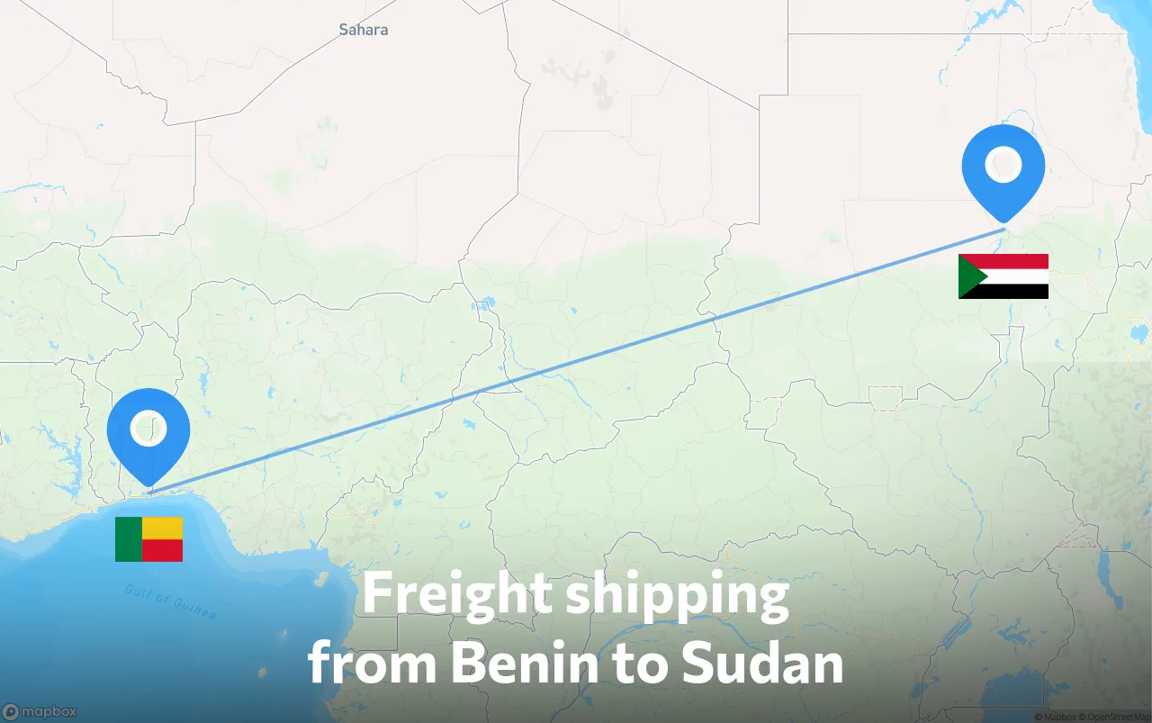 Shipping route from Benin to Sudan