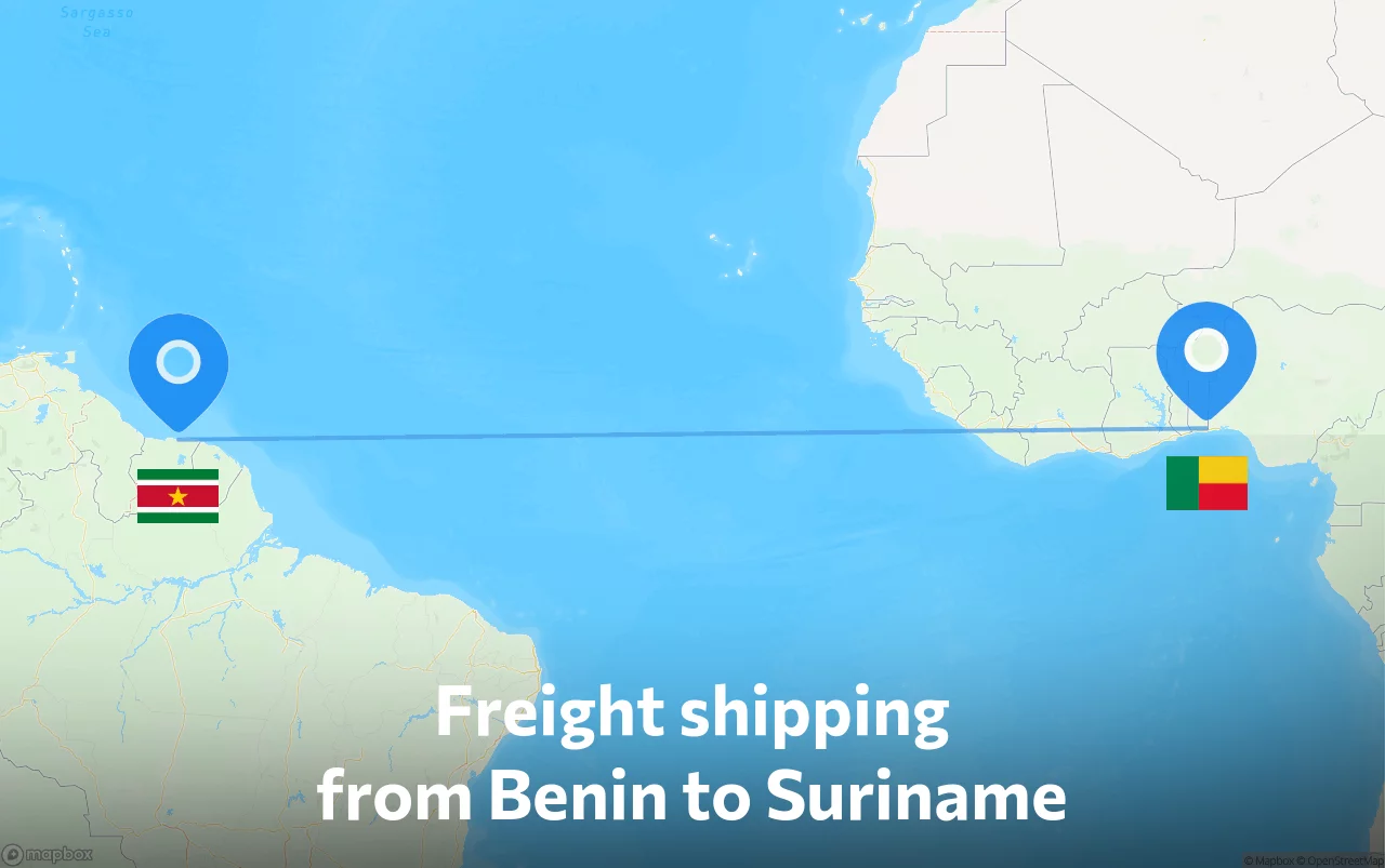 Shipping route from Benin to Suriname