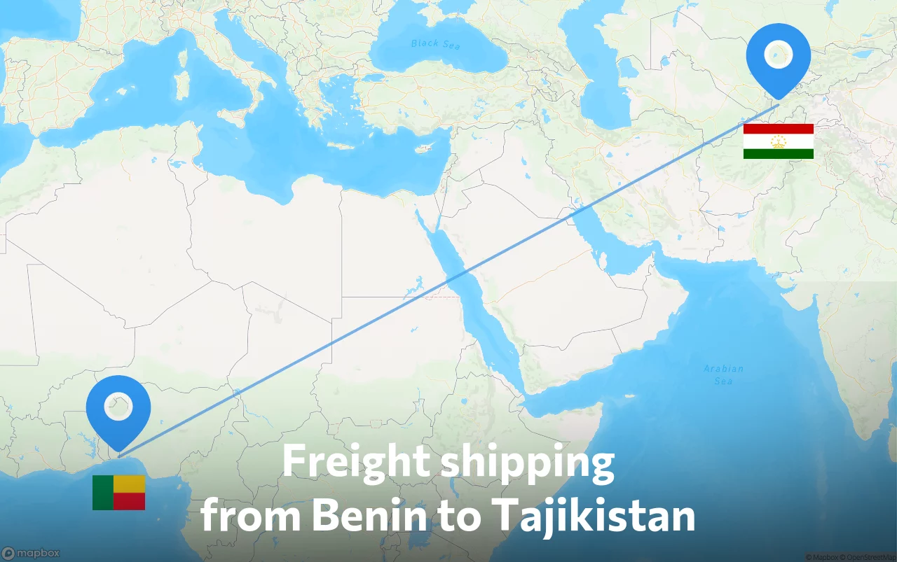 Shipping route from Benin to Tajikistan