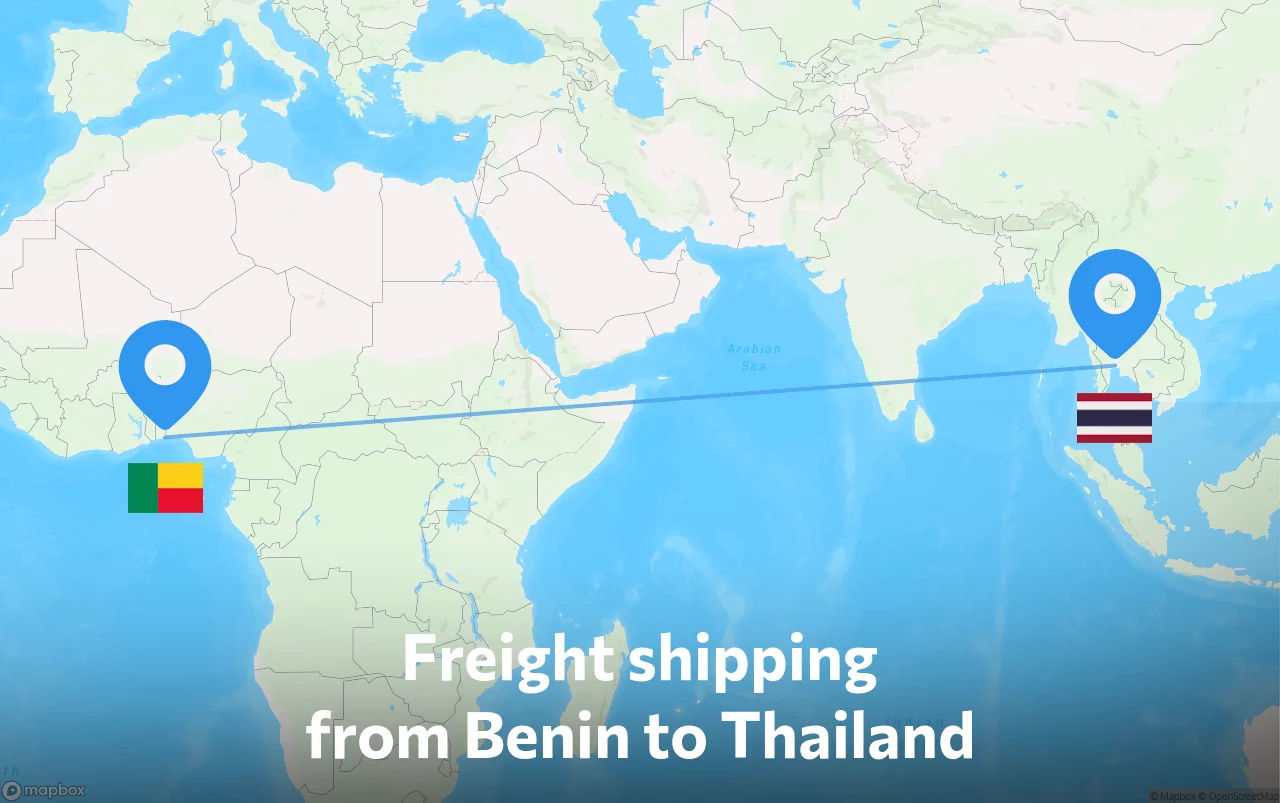 Shipping route from Benin to Thailand