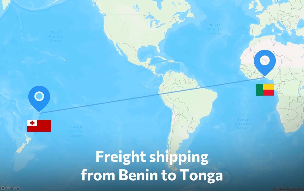 Shipping route from Benin to Tonga