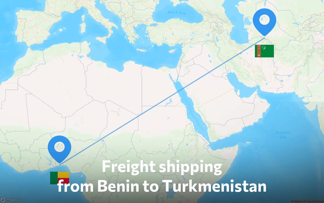Shipping route from Benin to Turkmenistan