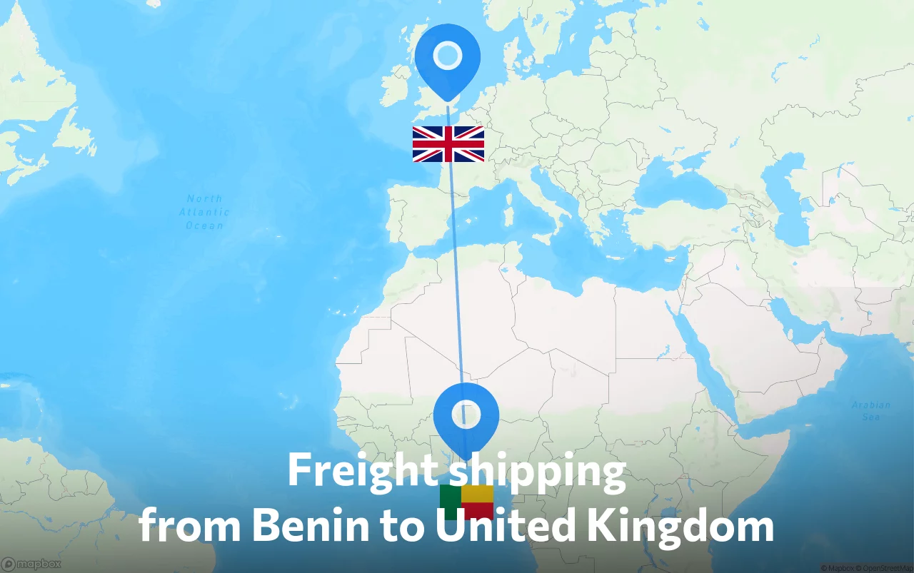 Shipping route from Benin to United Kingdom