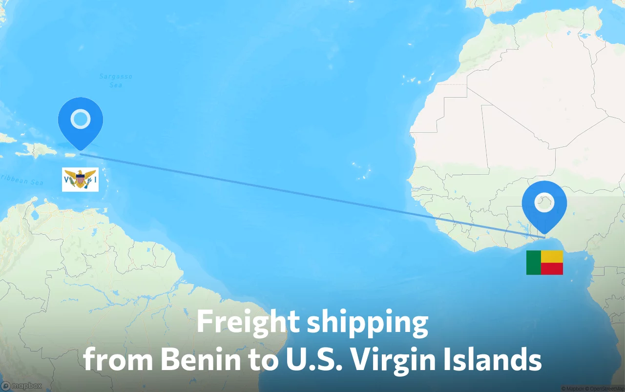 Shipping route from Benin to U.S. Virgin Islands