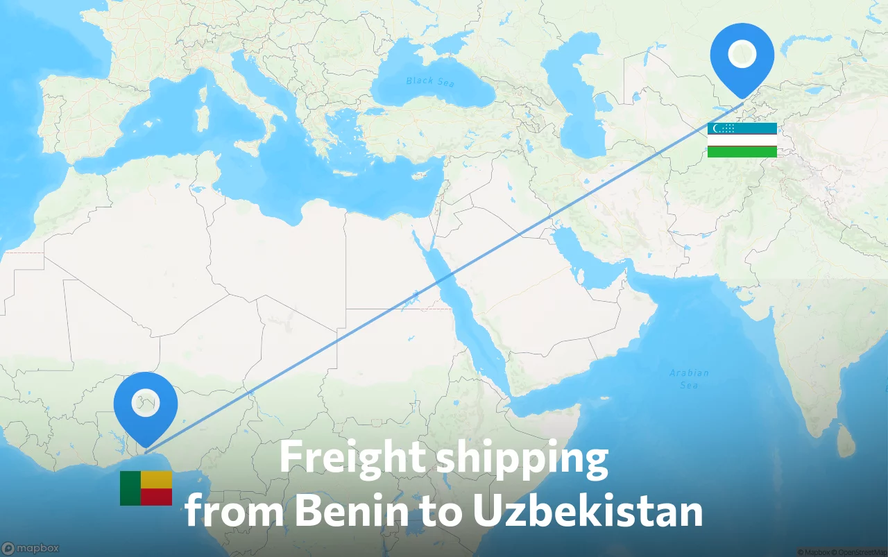 Shipping route from Benin to Uzbekistan