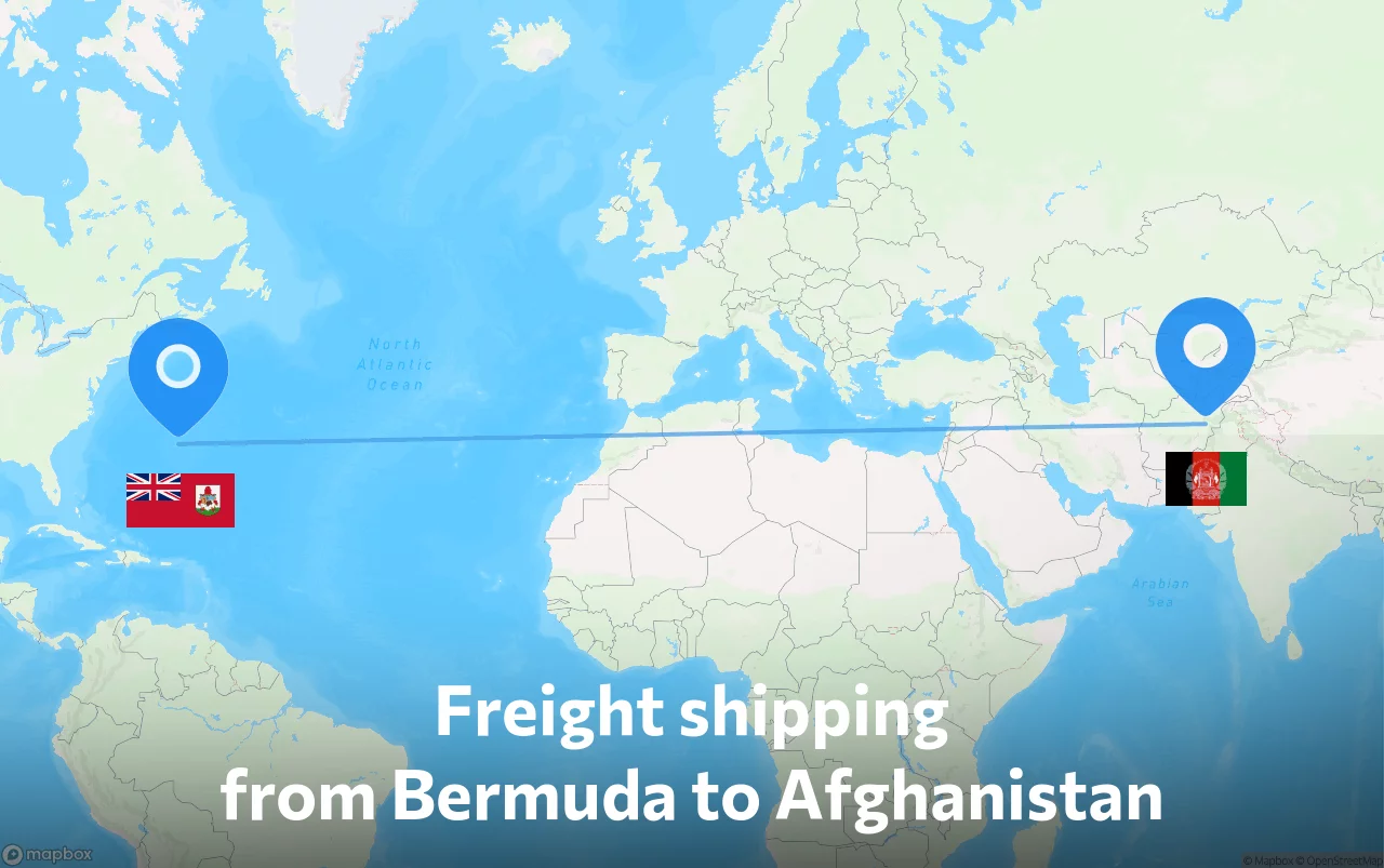 Shipping route from Bermuda to Afghanistan