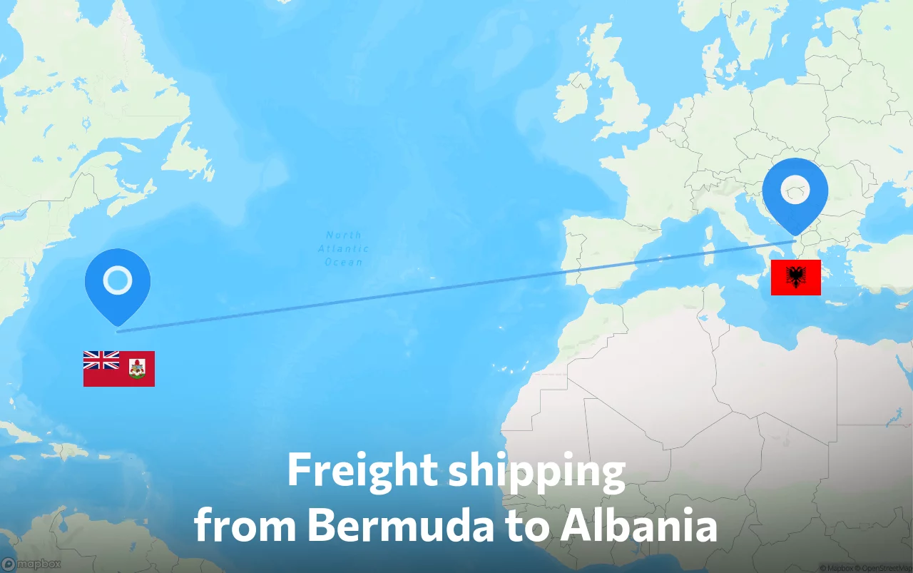 Shipping route from Bermuda to Albania