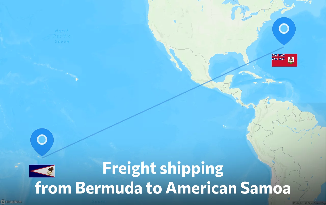 Shipping route from Bermuda to American Samoa