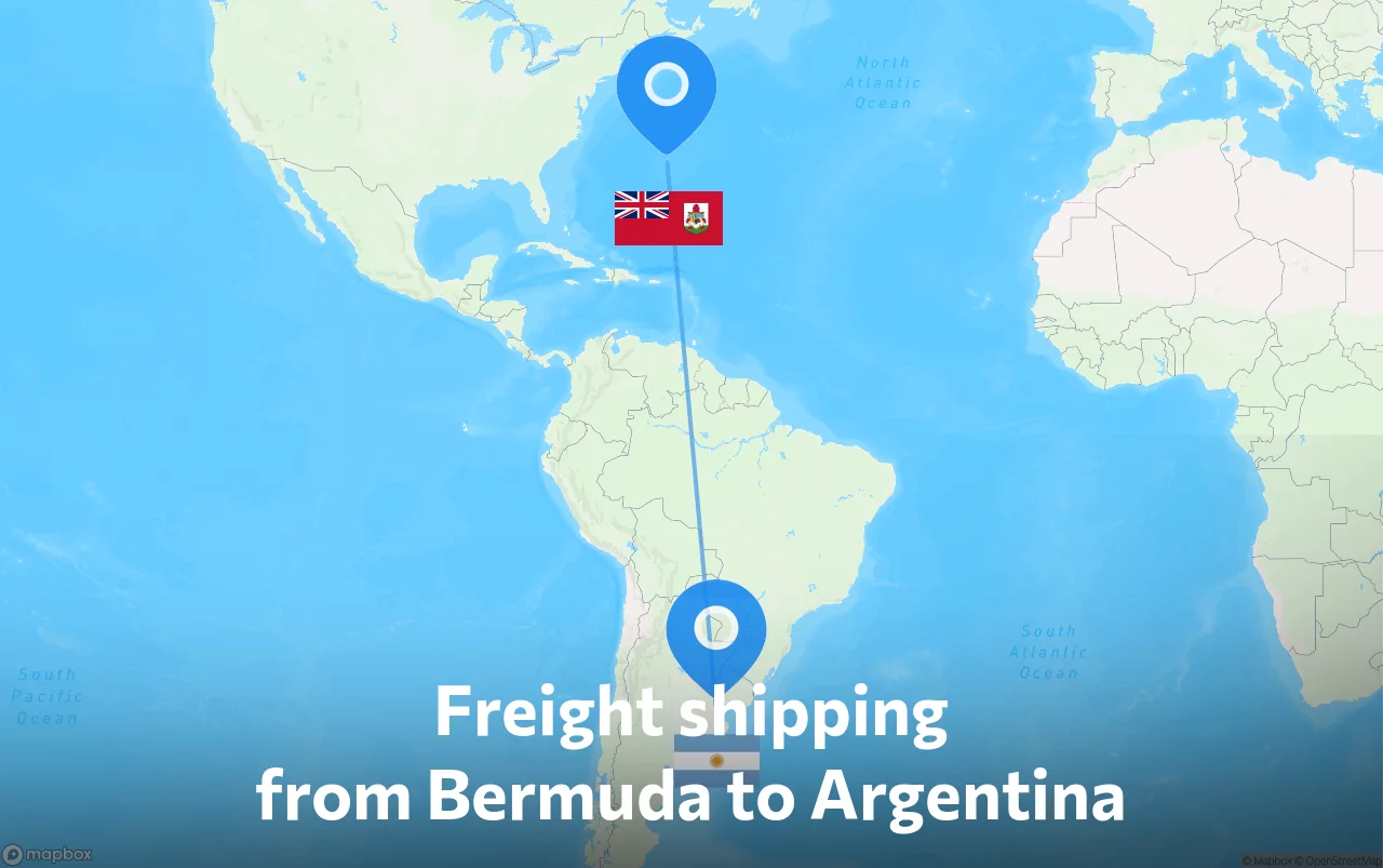 Shipping route from Bermuda to Argentina