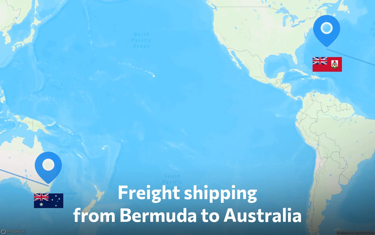 Shipping route from Bermuda to Australia