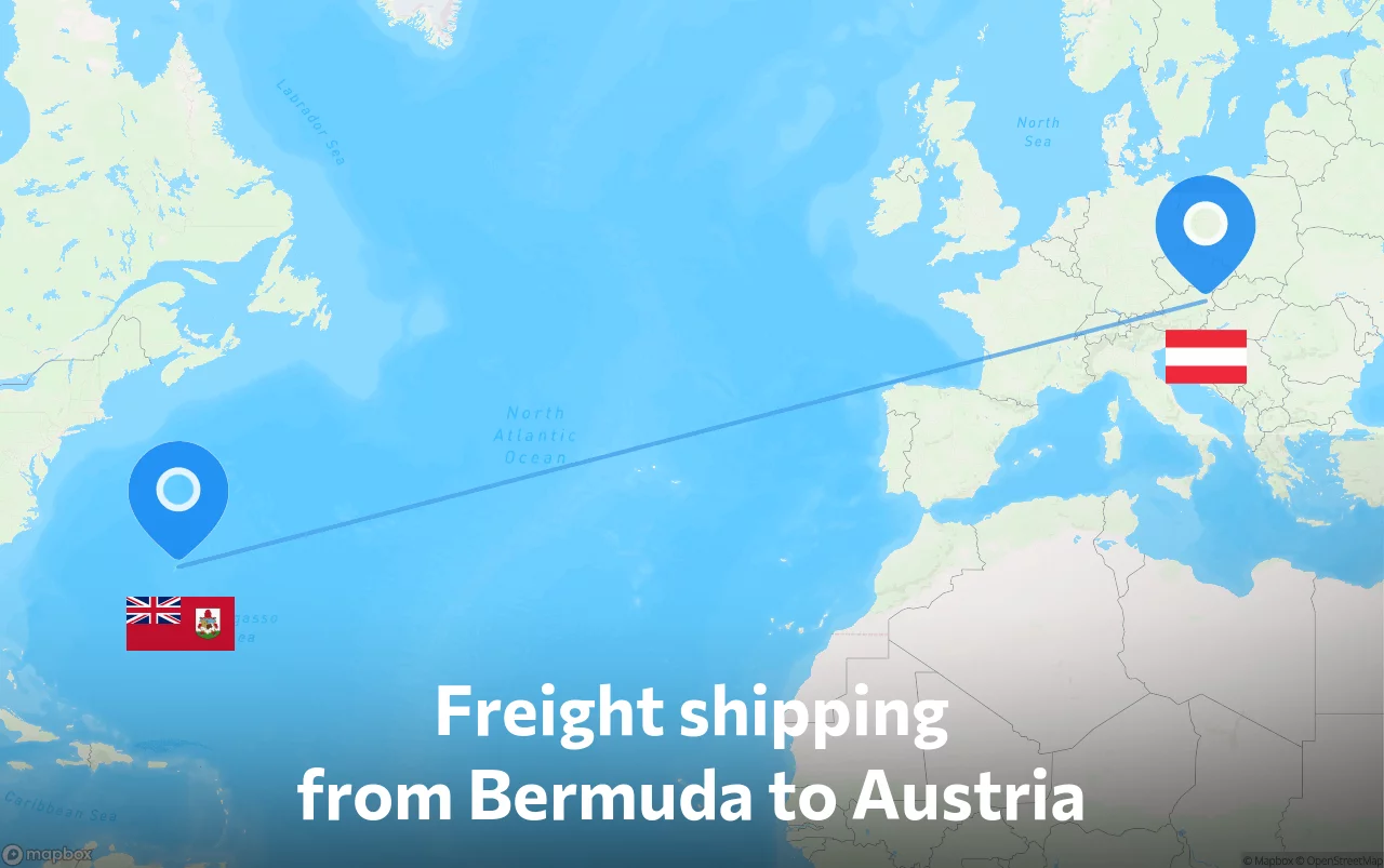 Shipping route from Bermuda to Austria