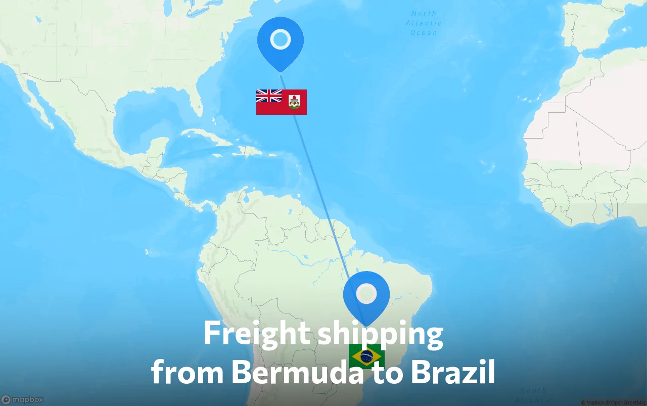 Shipping route from Bermuda to Brazil