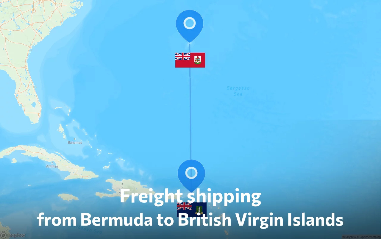 Shipping route from Bermuda to British Virgin Islands