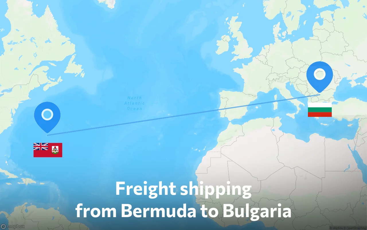 Shipping route from Bermuda to Bulgaria