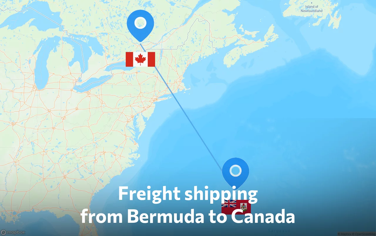 Shipping route from Bermuda to Canada